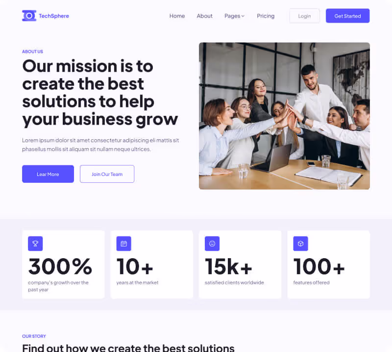 Sales Hero Page About Us