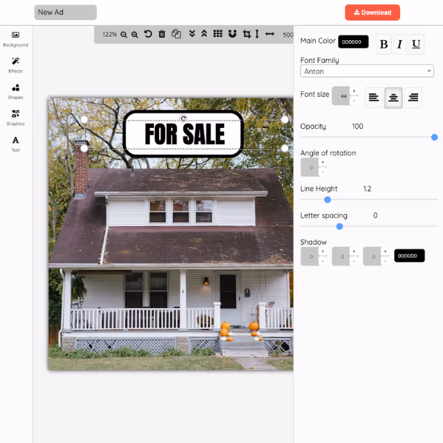 Screenshot of Graphic creator on the Jumpalead app