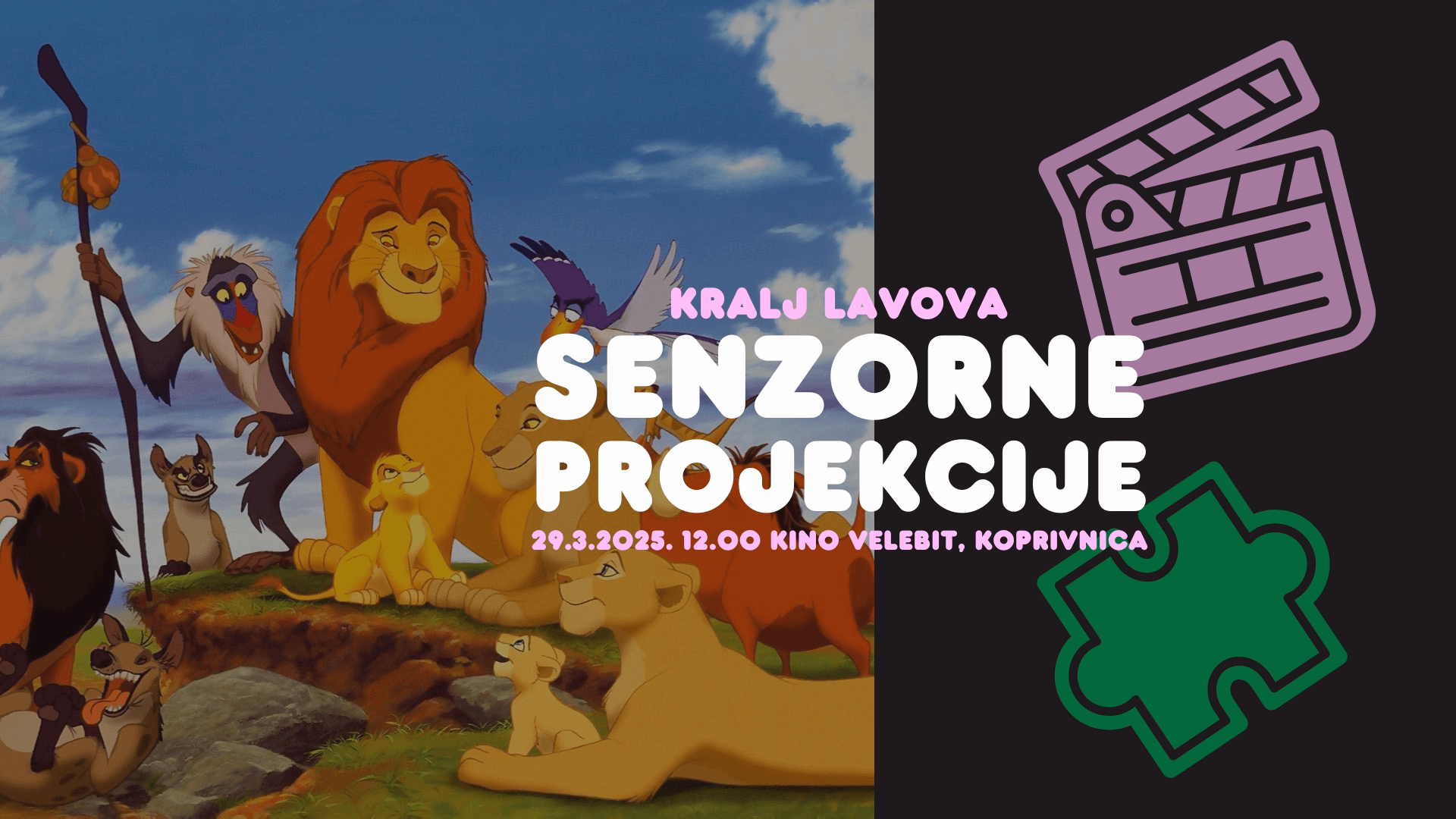 Senzorna projekcija animiranog klasika Kralj lavova u Koprivnici