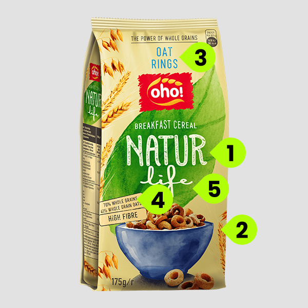 Natur Life Sveikesnių sausų pusryčių pakuočių dizainas