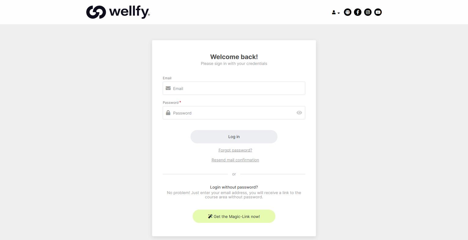 Login-Seite der bestehenden Plattform
