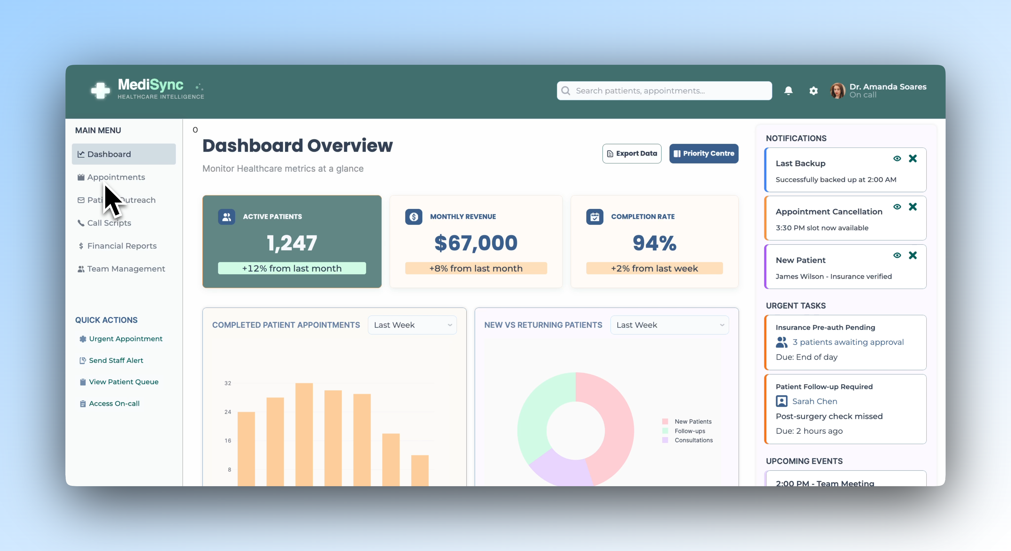 Medical custom app dashboard built in Retool by Bold Tech