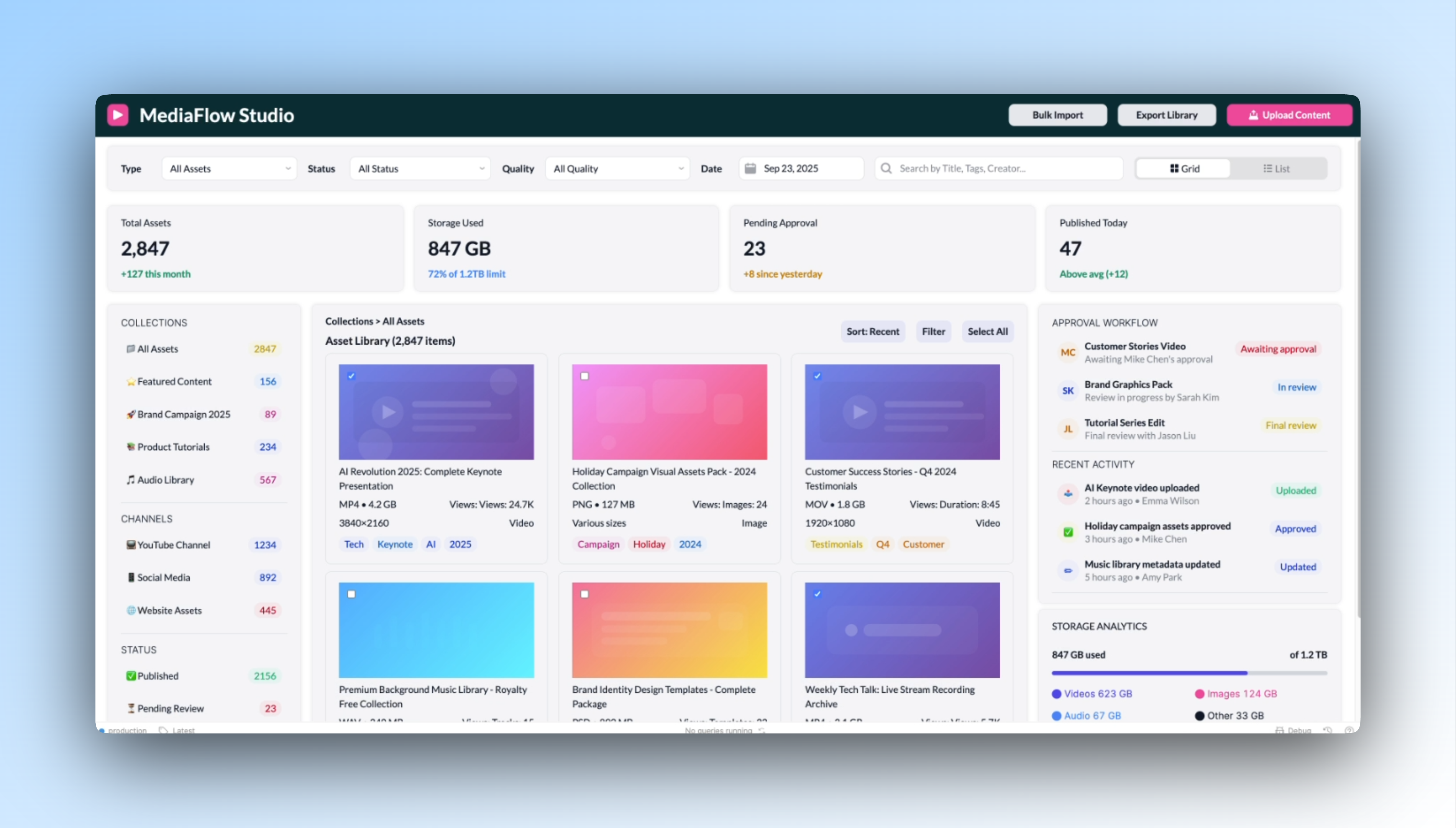 A custom media app for managing content libraries, built custom in Retool by Bold Tech