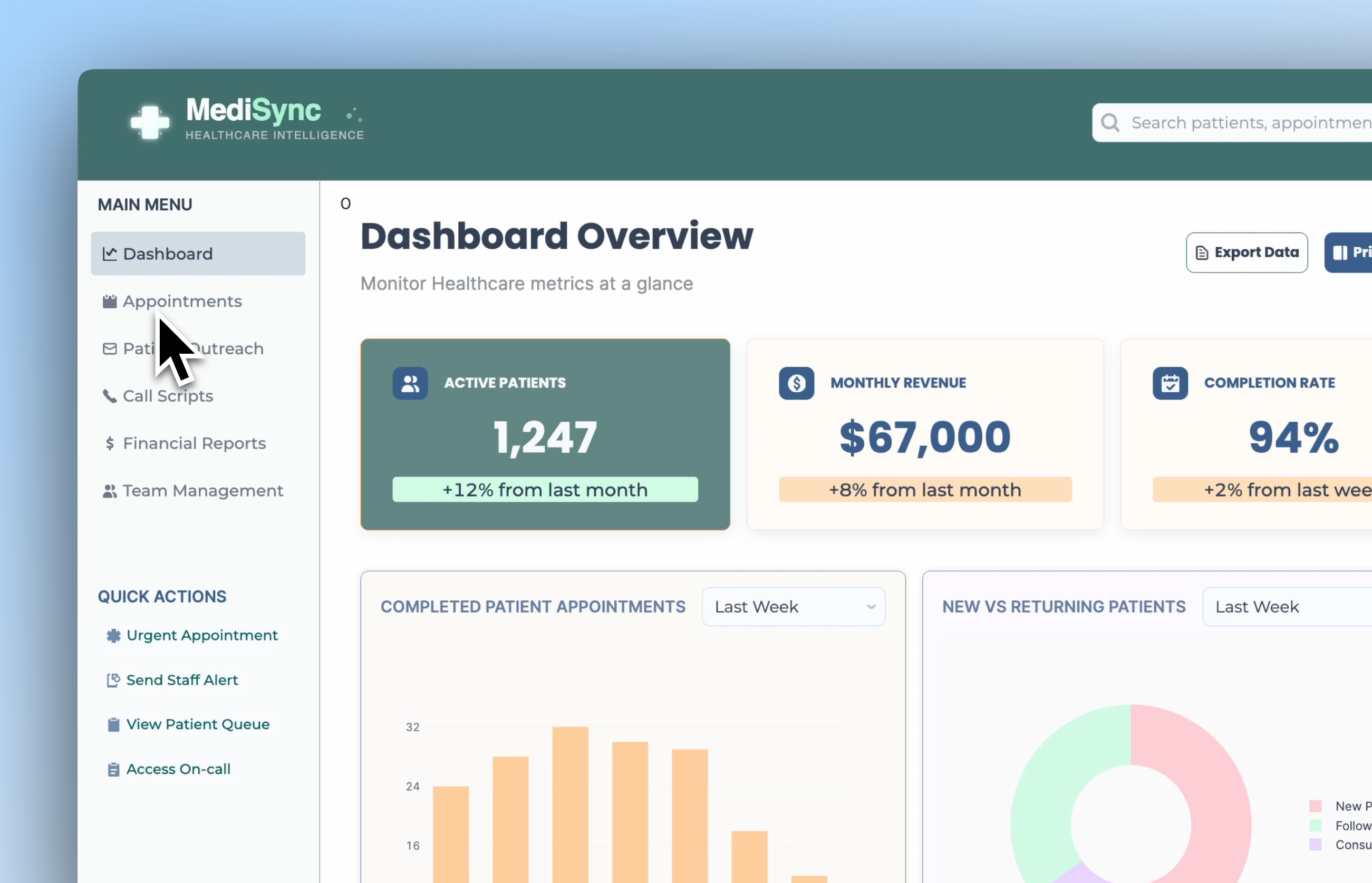 Medical custom app dashboard built in Retool by Bold Tech