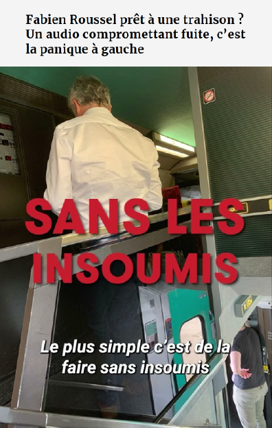 Title and photo of Fabien Roussel's data leaks in train