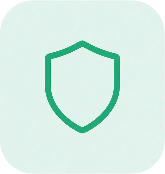 Grünes Schild-Symbol auf hellem Hintergrund, dargestellt als Umriss.