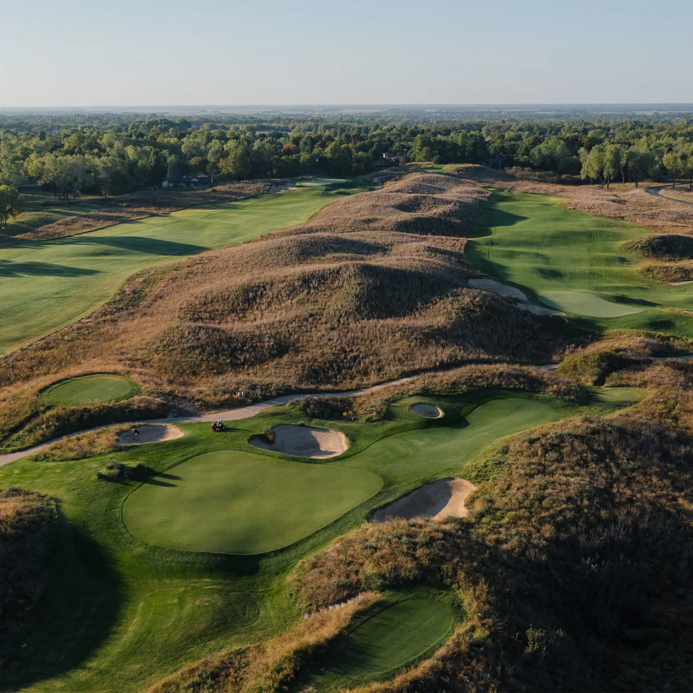 The 10th, 17th and 18th holes at Prairie Dunes CC
