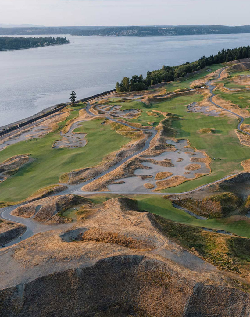 High above Chambers Bay (Fried Egg Golf)