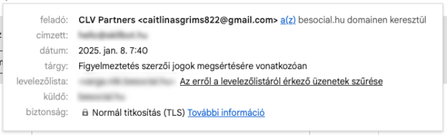 Adathalász emailek: a feladó email címe gyakran "furcsa".