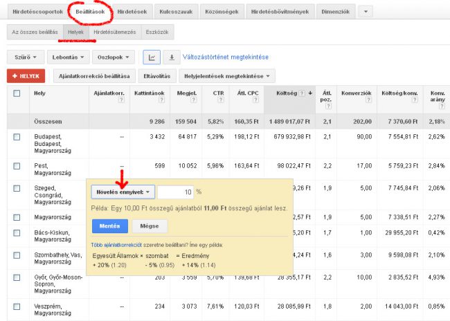 Google AdWords földrajzi célzás