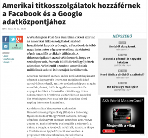 Keskeny oszlopos cikk elrendezés az ORIGO-n