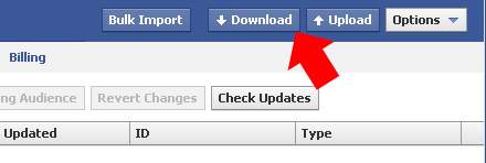 Facebook Power Editor: Az adatok letöltése