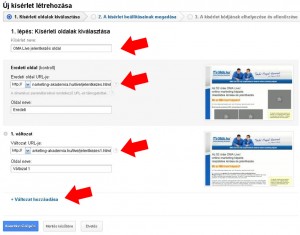 Google Analytics A/B teszt: a kísérlet oldalainak beállítása