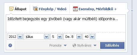 Időzített bejegyzések a Facebook Idővonalon