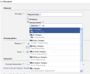 Facebook Hirdetés célzása egy adott városra