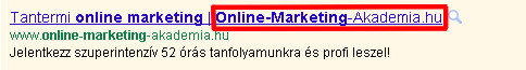 AdWords hirdetés címsor