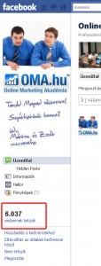 A követők száma a Facebookon oldalakon
