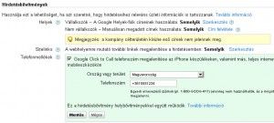 Google AdWords Click to Call beállítás