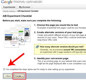 Google Website Optimitzer - A/B teszt