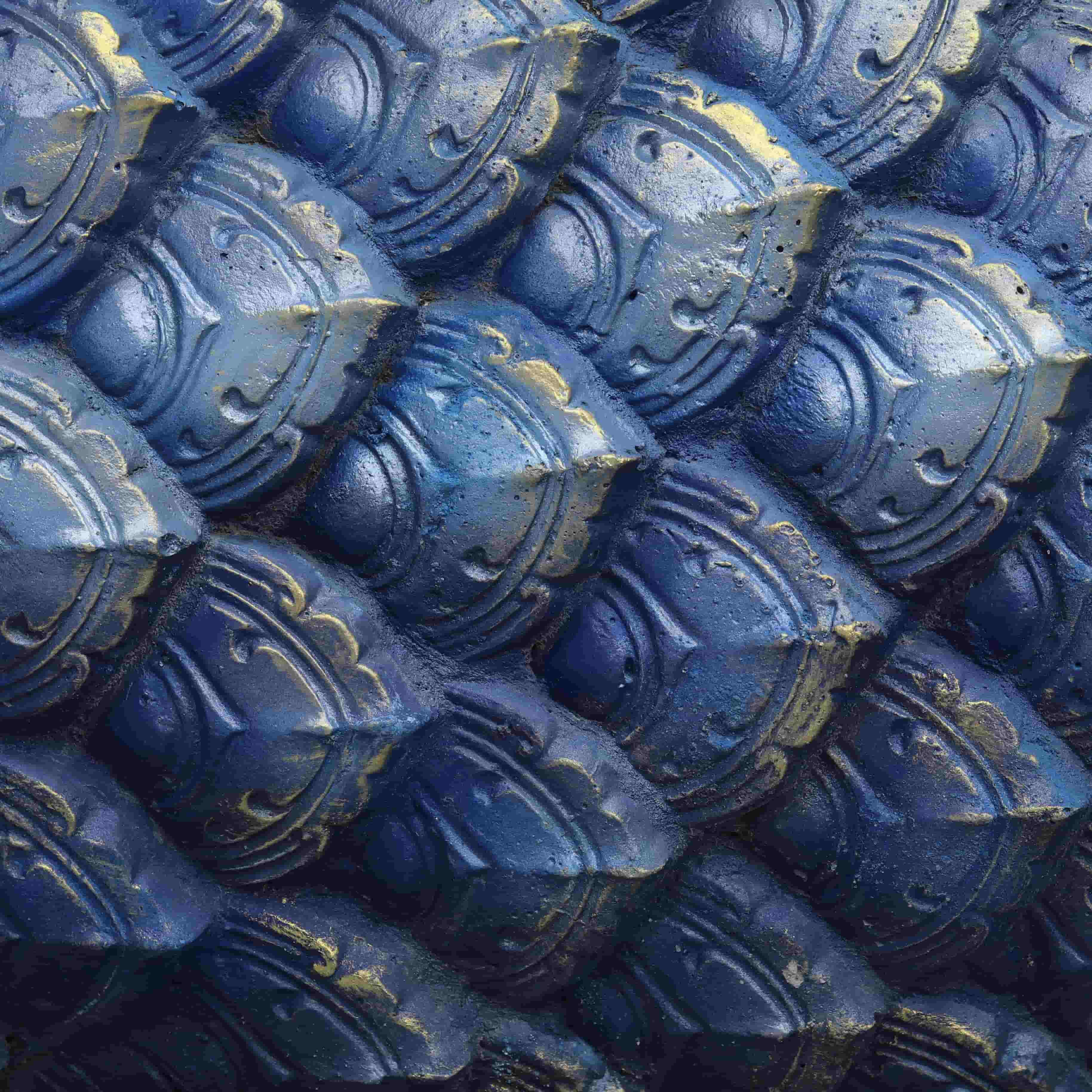 Close up of ceramic dragon scales.