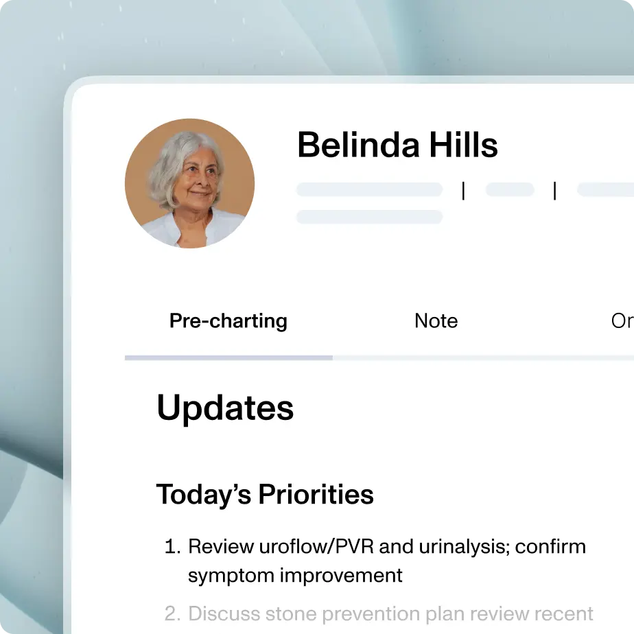 Pre-charting for urology