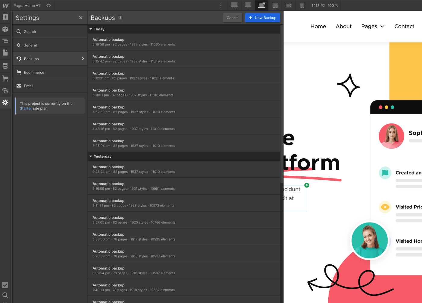 Backups - StarUp X Webflow Template