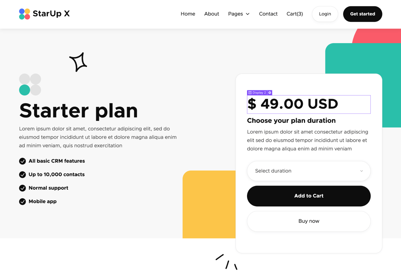 eCommerce Page - StarUp X Webflow Template