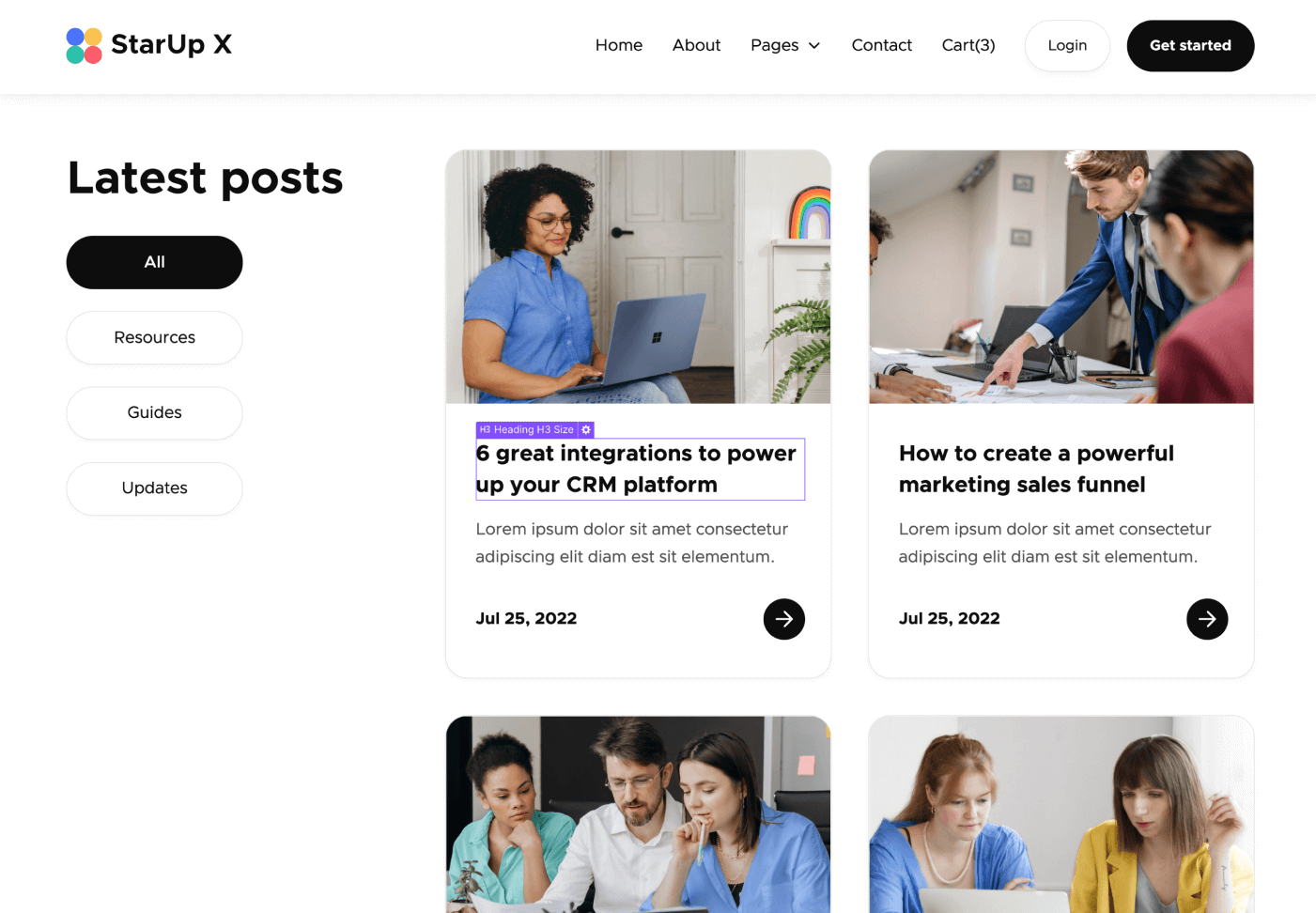 CMS Content - StarUp X Webflow Template