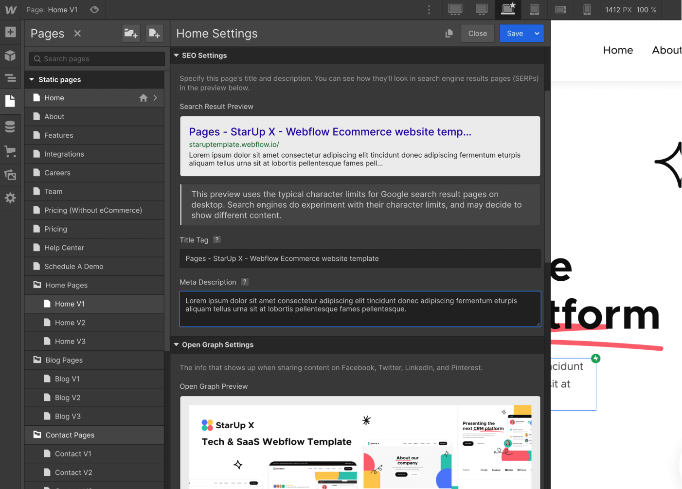 SEO - StarUp X Webflow Template