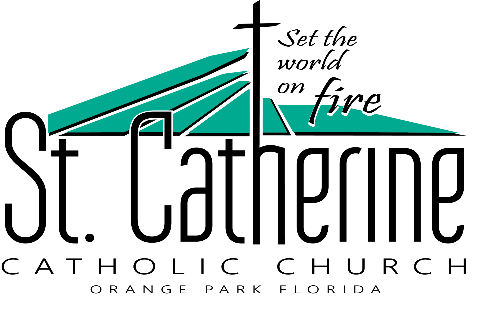 St. Catherine Catholic Church logo in teal and black, Orange Park, Florida
