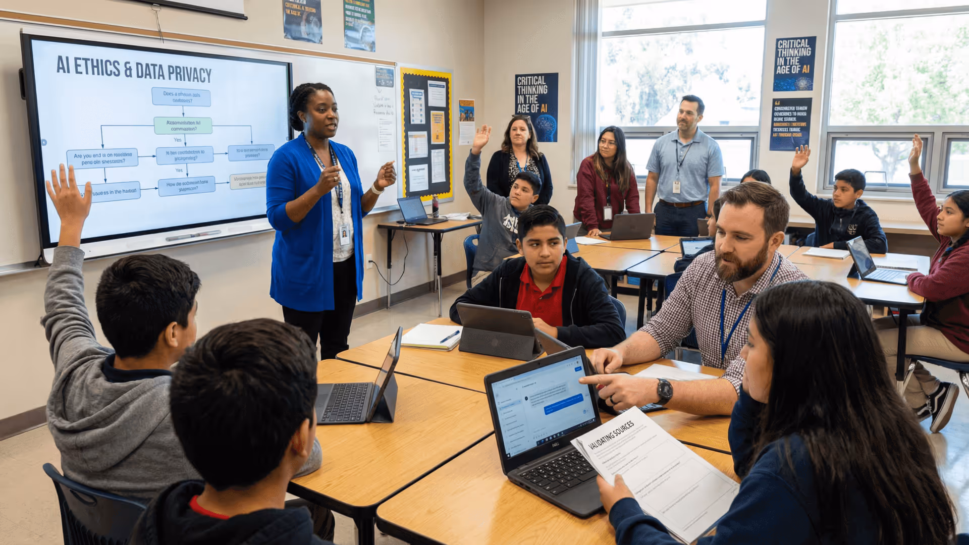 District AI implementation flow from vision to pilot, playbooks, and scale