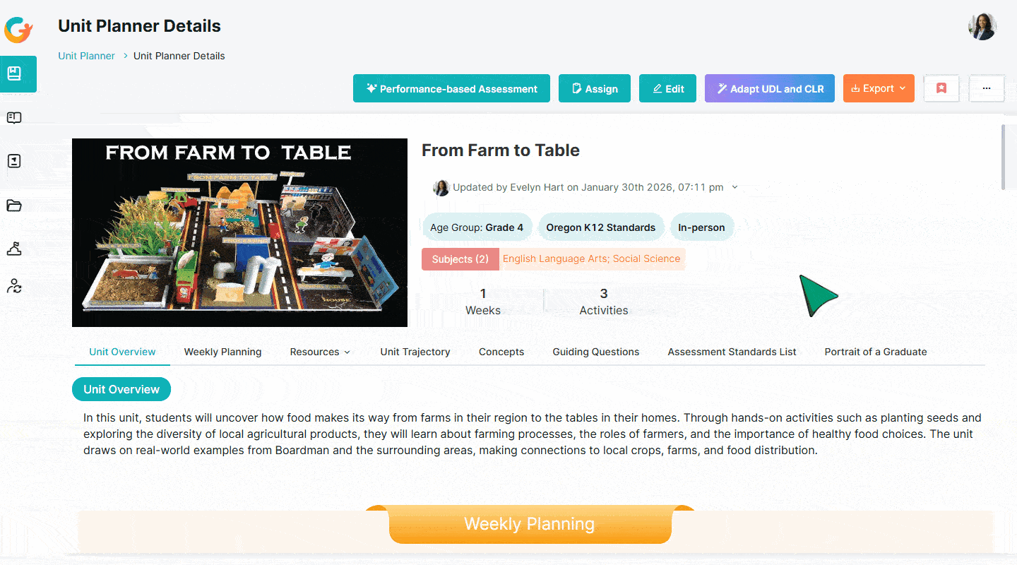 Portrait of a Graduate roadmap from poster to practice: rubric, unit planning, formative checks, and evidence