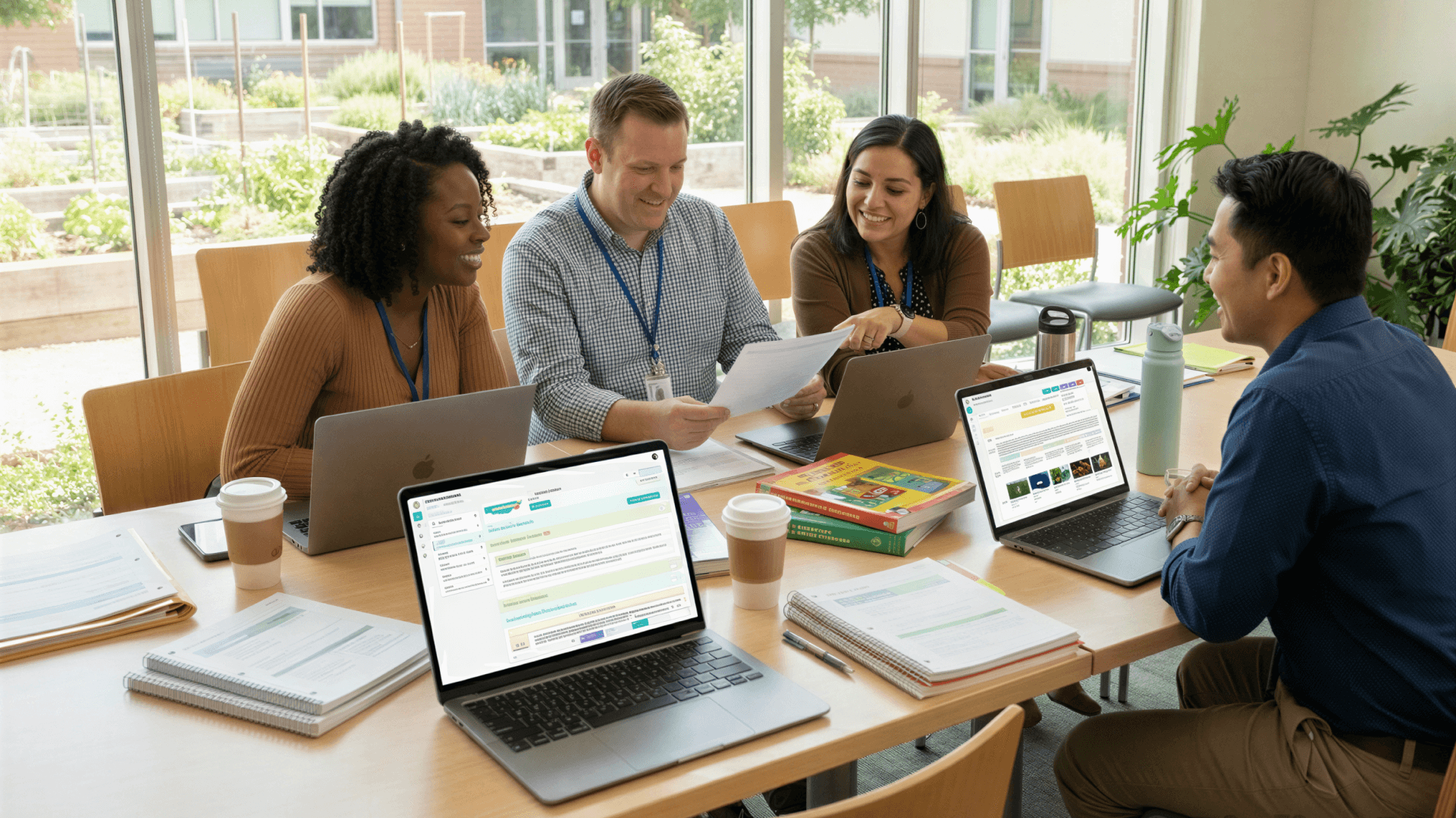 Teacher team reviewing an AI-generated unit draft with edits for student choice and localization