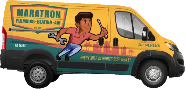 Marathon van with mascot on it