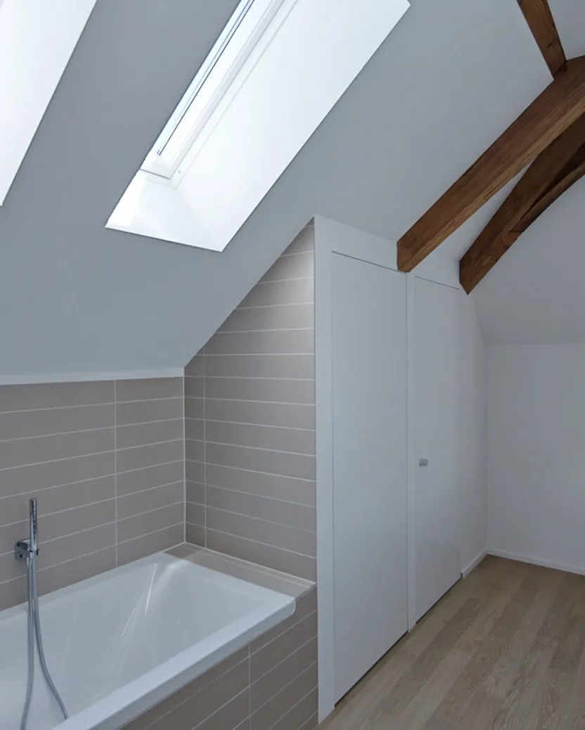 Renoviertes Badezimmer.