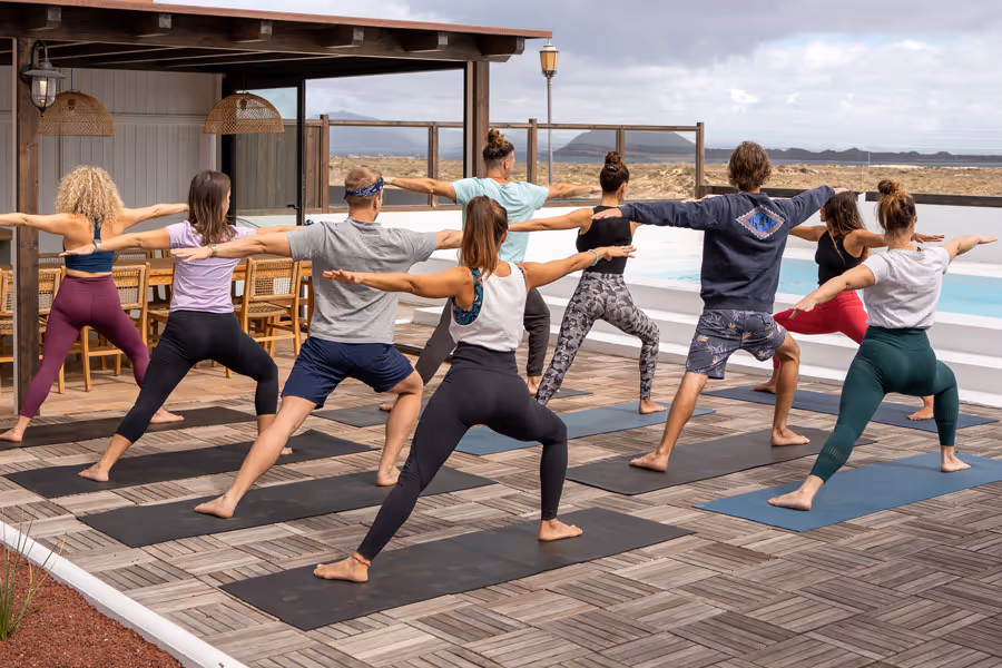 Yoga during a retreat