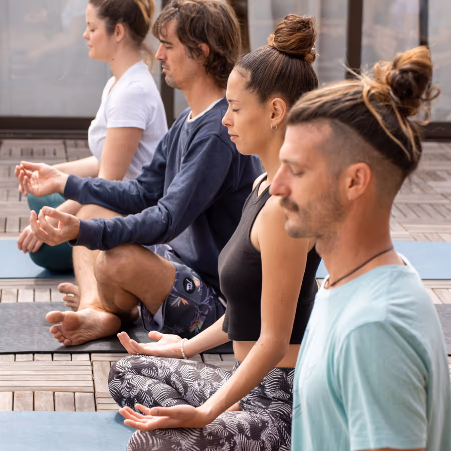 People meditating during a retreat