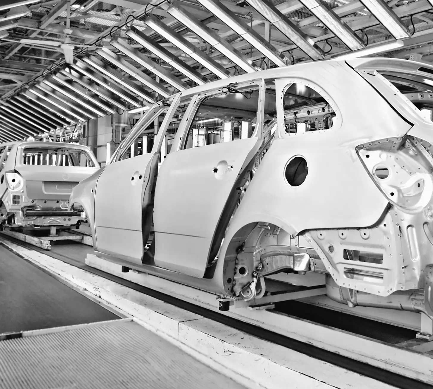 modern factory line of car production