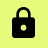 Black padlock icon with keyhole on white background.