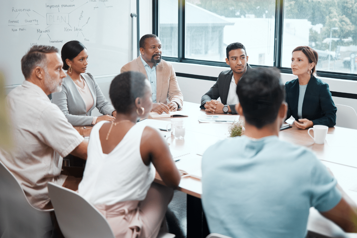 image of team discussion (for a hr tech)