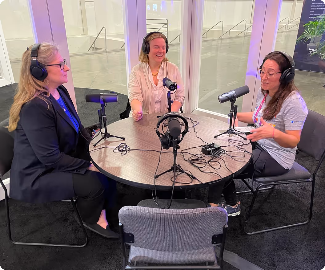 Nancy Green hosting a podcast