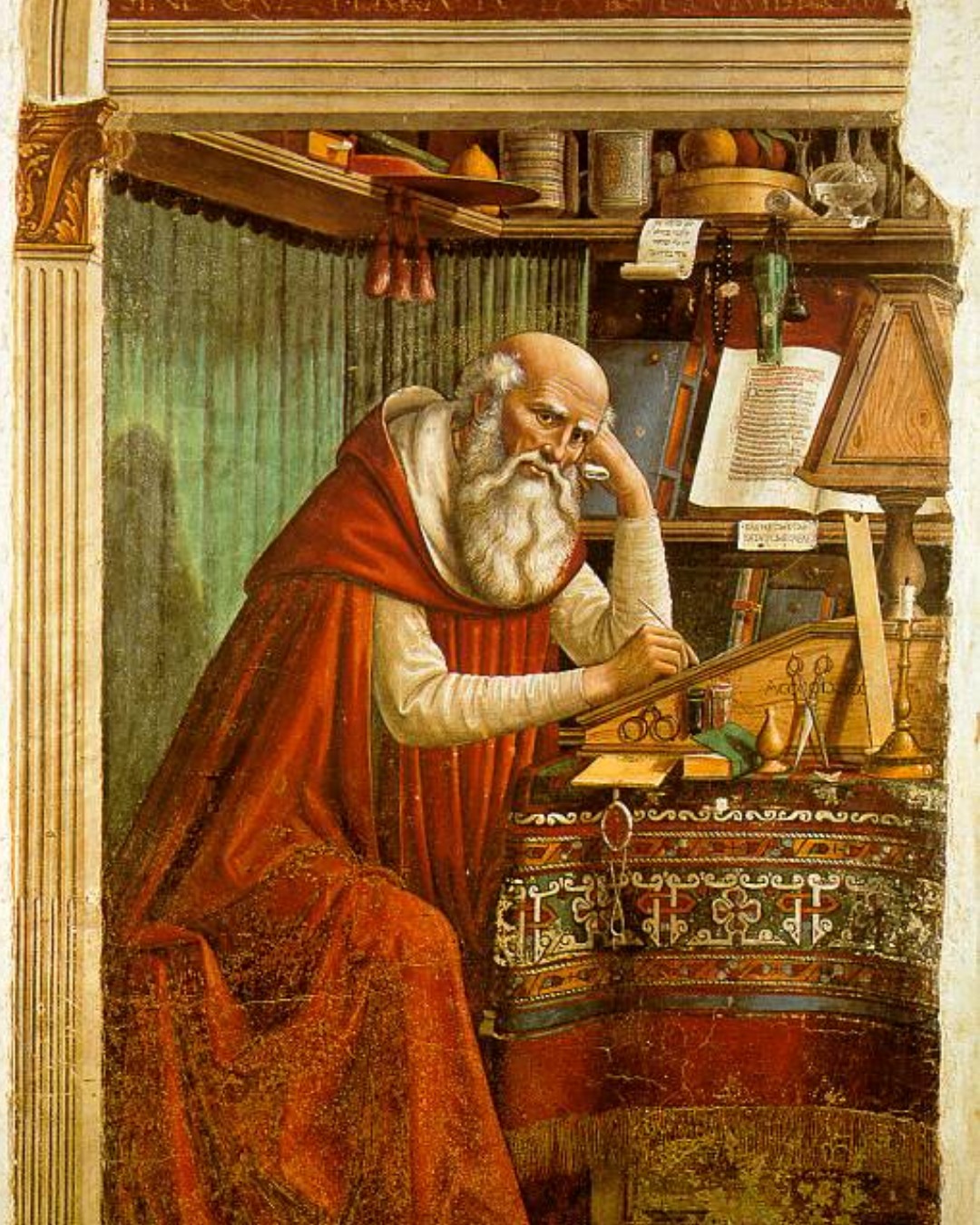 Domenico Ghirlandaio, Saint Jerome in His Study, 1480, fresco, Church of Ognissanti, Florence.