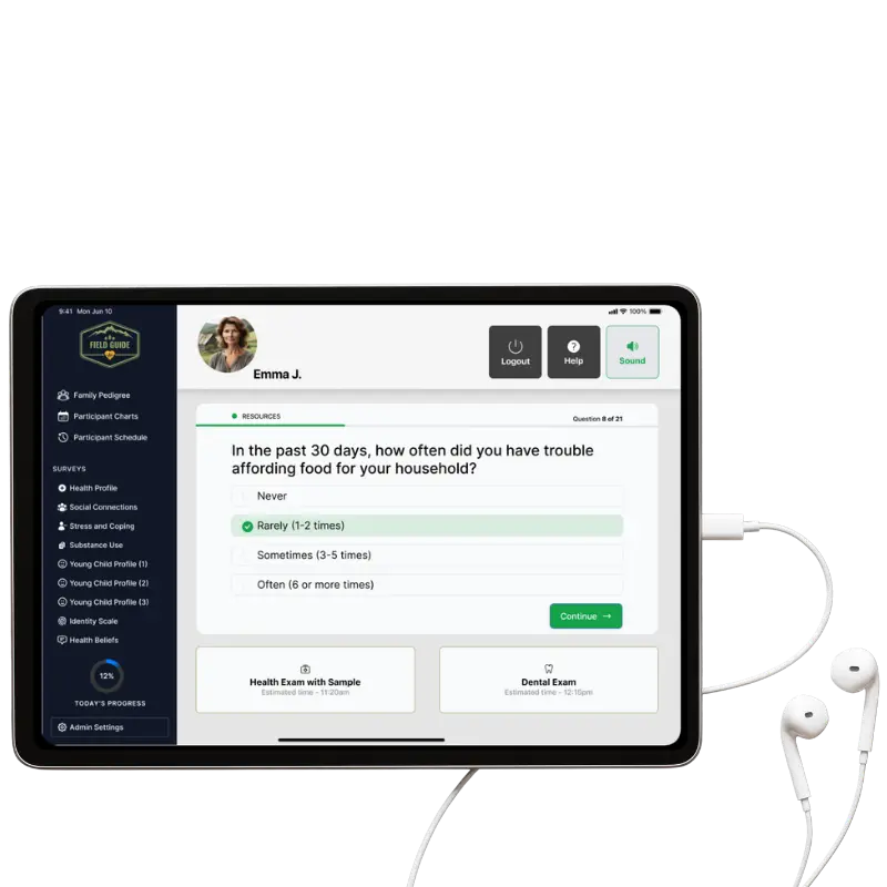 Field Guide tablet interface