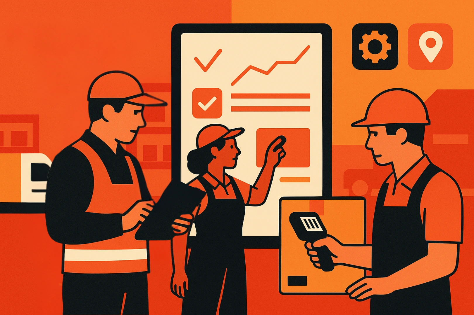 Recruiting Handwerk Logistik – Illustration Digitalisierung in Logistik Unternehmen
