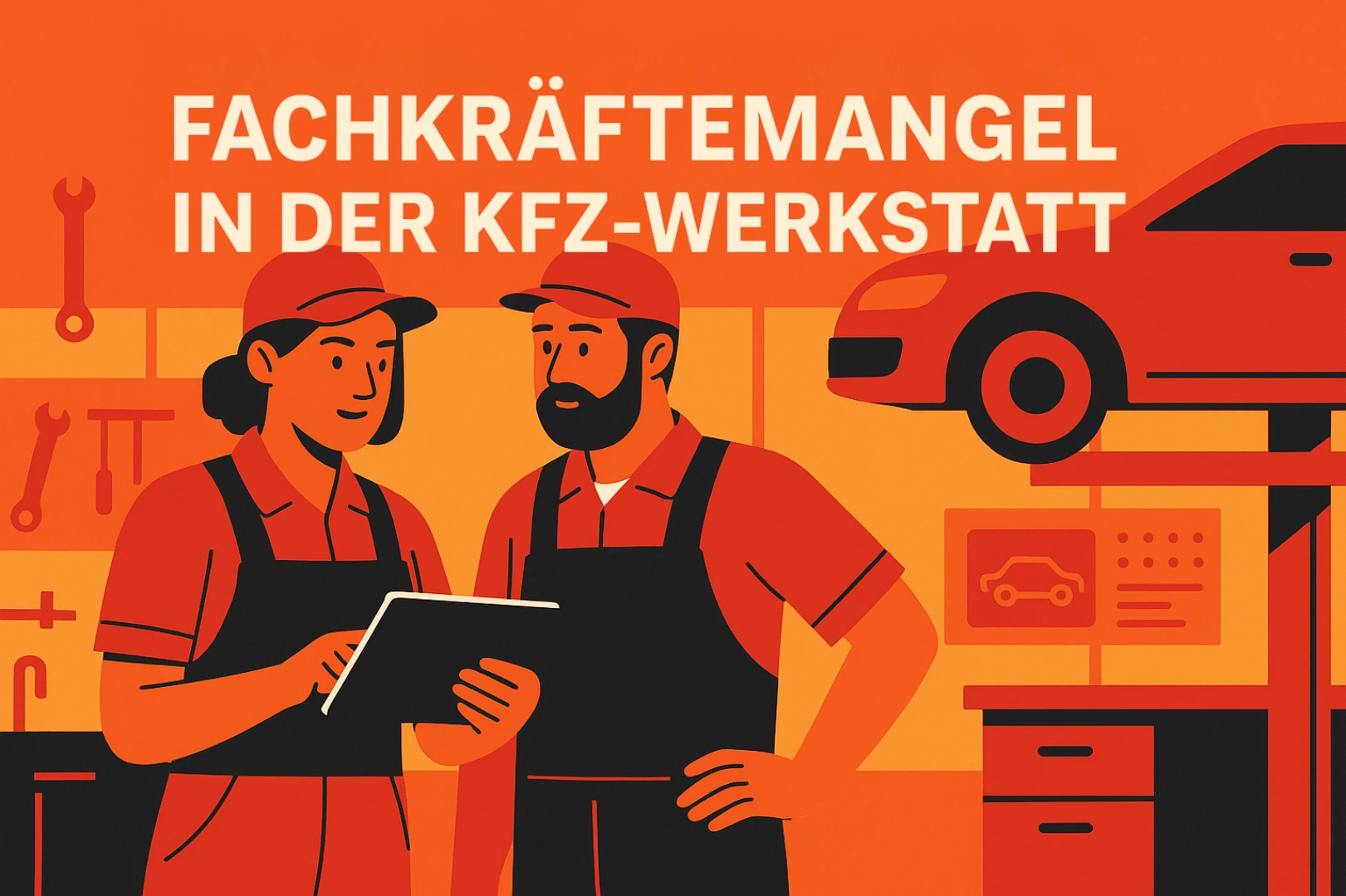 Stellenanzeige KFZ Werkstatt – Illustration Fachkräftemangel in der KFZ Werkstatt
