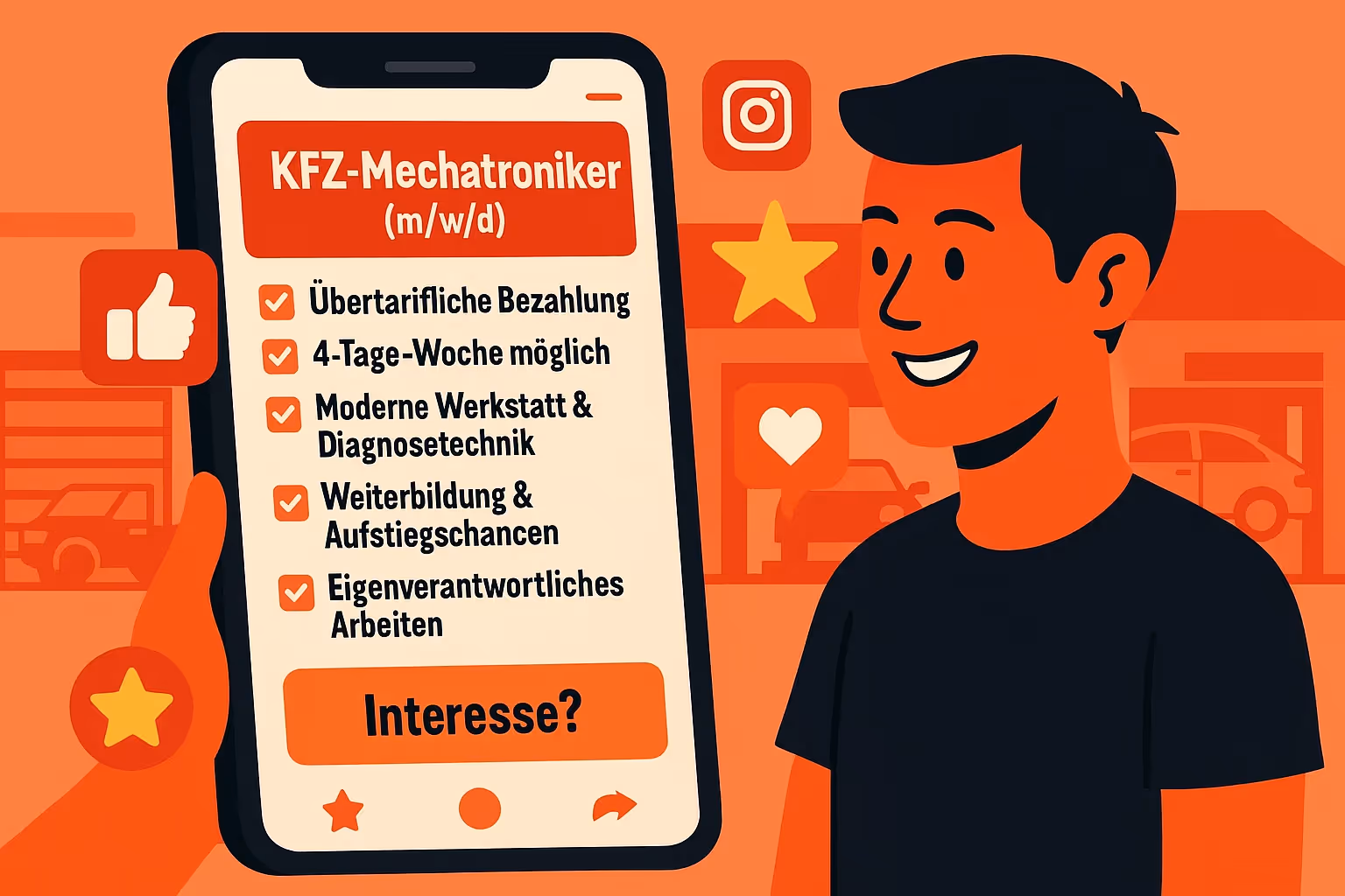 Stellenanzeige KFZ Werkstatt – Illustration Muster Stellenanzeige KFZ-Mechatroniker