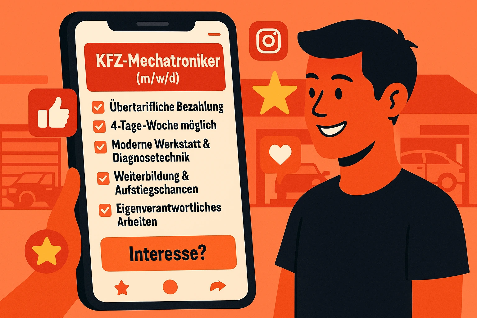 Stellenanzeige KFZ Werkstatt – Illustration Muster Stellenanzeige KFZ-Mechatroniker