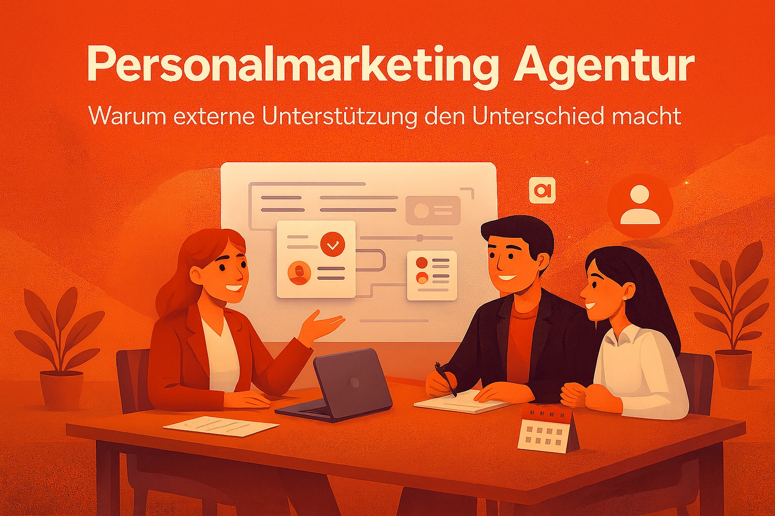 Illustration Titelbild: Personalmarketing Agentur unterstützt Unternehmen strategisch bei Sichtbarkeit und Arbeitgebermarke