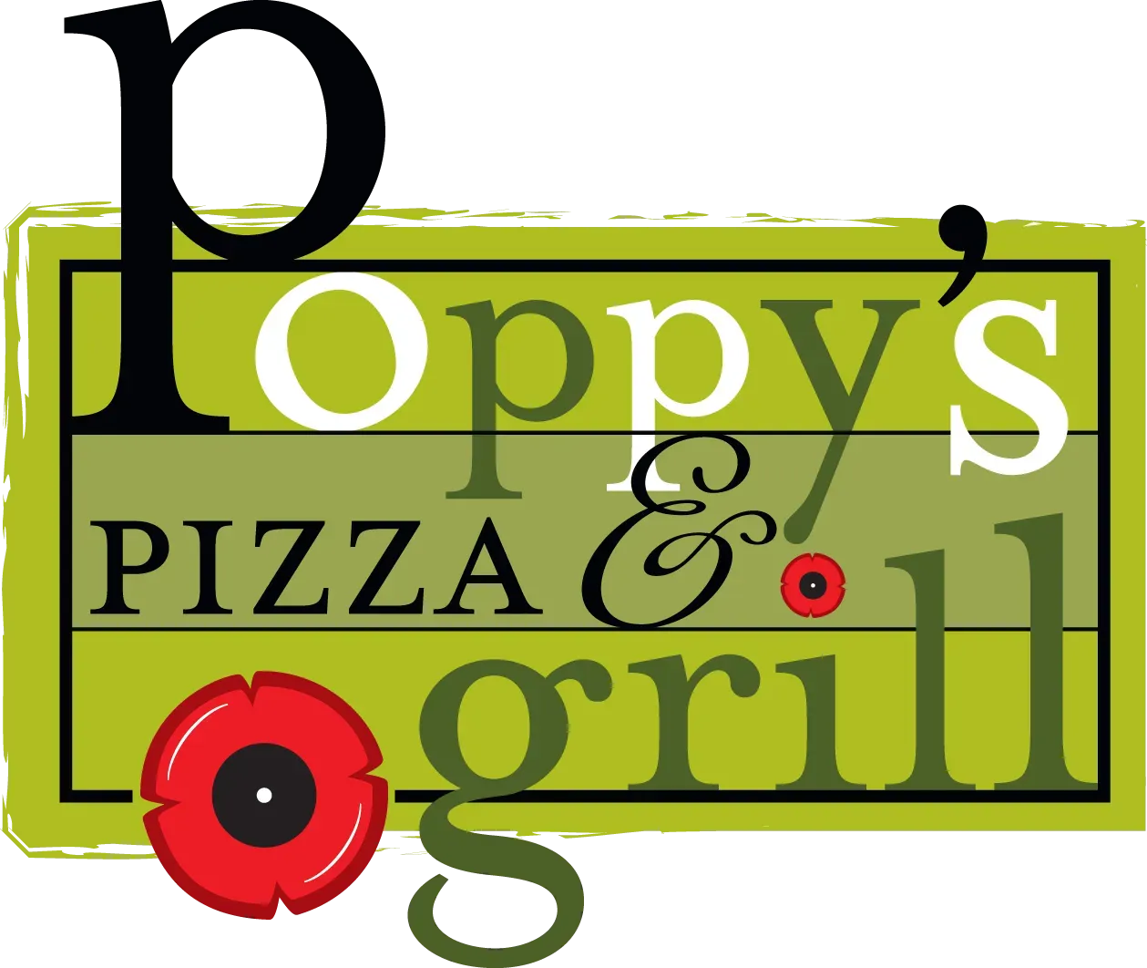 a green and black sign with black and white text