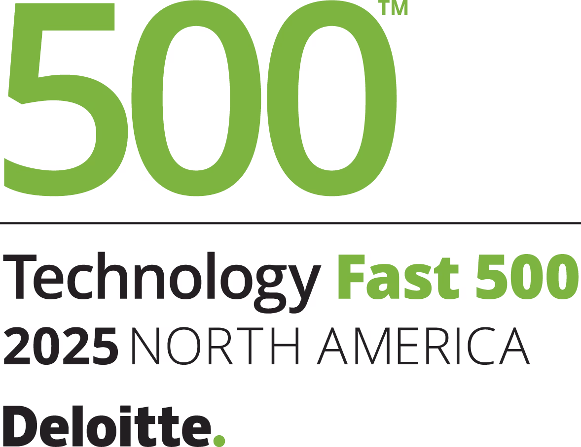 Deloitte Technology Fast 500 North America 2025 logo with the number 500 in large green text.